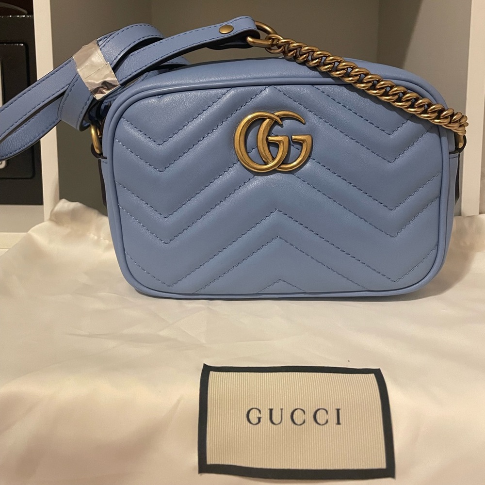 Authentic Gucci Marmont Shoulder Bag Matelasse Leather MINI